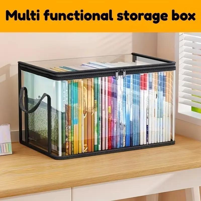 Large Clear Thick Plastic Storage Box with Hinged Lid, Heavy-Duty Durable High Capacity Organizer, Perfect for Home, Camping, Travel, Attic and Moving