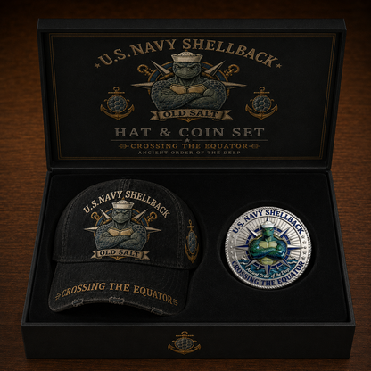 U.S. Navy Shellback Old Salt Cap 🎁 Free Double-Sided Honor Coin With Every Cap Purchase