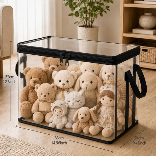 Large Clear Thick Plastic Storage Box with Hinged Lid, Heavy-Duty Durable High Capacity Organizer, Perfect for Home, Camping, Travel, Attic and Moving